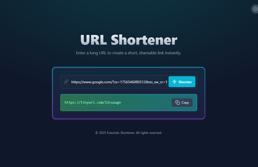 Futuristic URL Shortener – Smart, Secure & Next-Gen Link Management
